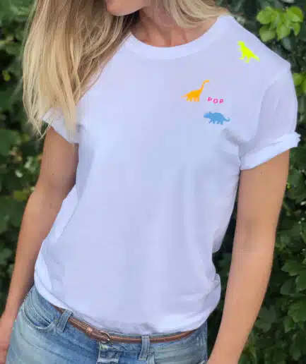 dames t-shirt neon dinosaurus