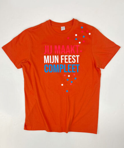 Oranje feest t-shirt confetti