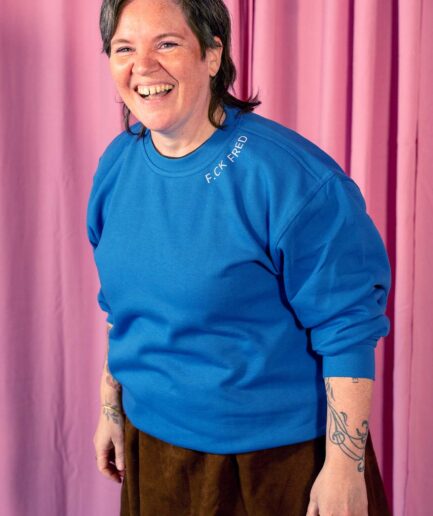 Fuck Fred sweater kobaltblauw